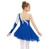 Loyan Kids Girls Rhinestone Sequin Long Sleeve Figure Ice Roller Skating Dress Dance Competition Costume Dark Blue 6 Years view 2