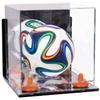 Better Display Cases Acrylic Mini - Miniature (not Full Size) Soccer Ball Display Case with Clear & Mirror Case, Orange Risers , Wall Mount and Mirror Base (B03/A015) view 1