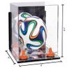 Better Display Cases Acrylic Mini - Miniature (not Full Size) Soccer Ball Display Case with Clear & Mirror Case, Orange Risers , Wall Mount and Mirror Base (B03/A015) view 2