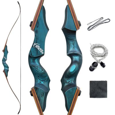 60" Black Hunter Takedown Recurve Bow Left Hand 20-60LBS Left Hand Bows Wooden Riser Hunting Bow for Adults Target Practice (60LBS)
