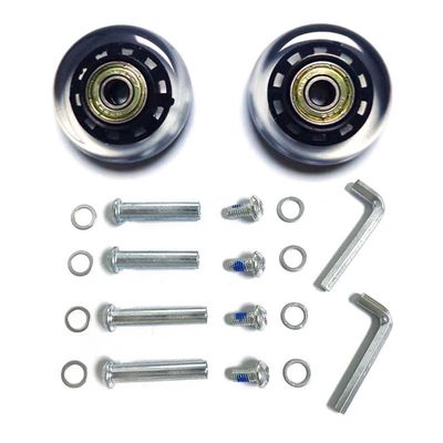 LOTOWELZON 2pcs Luggage Suitcase Replacement Wheels, 50mm Rubber Inline Roller Skate Wheels with 8mm(0.31") ABEC-7 608ZZ Bearings Repair Kits (Black&Clear, OD50xW18mm/1.97"x0.7")