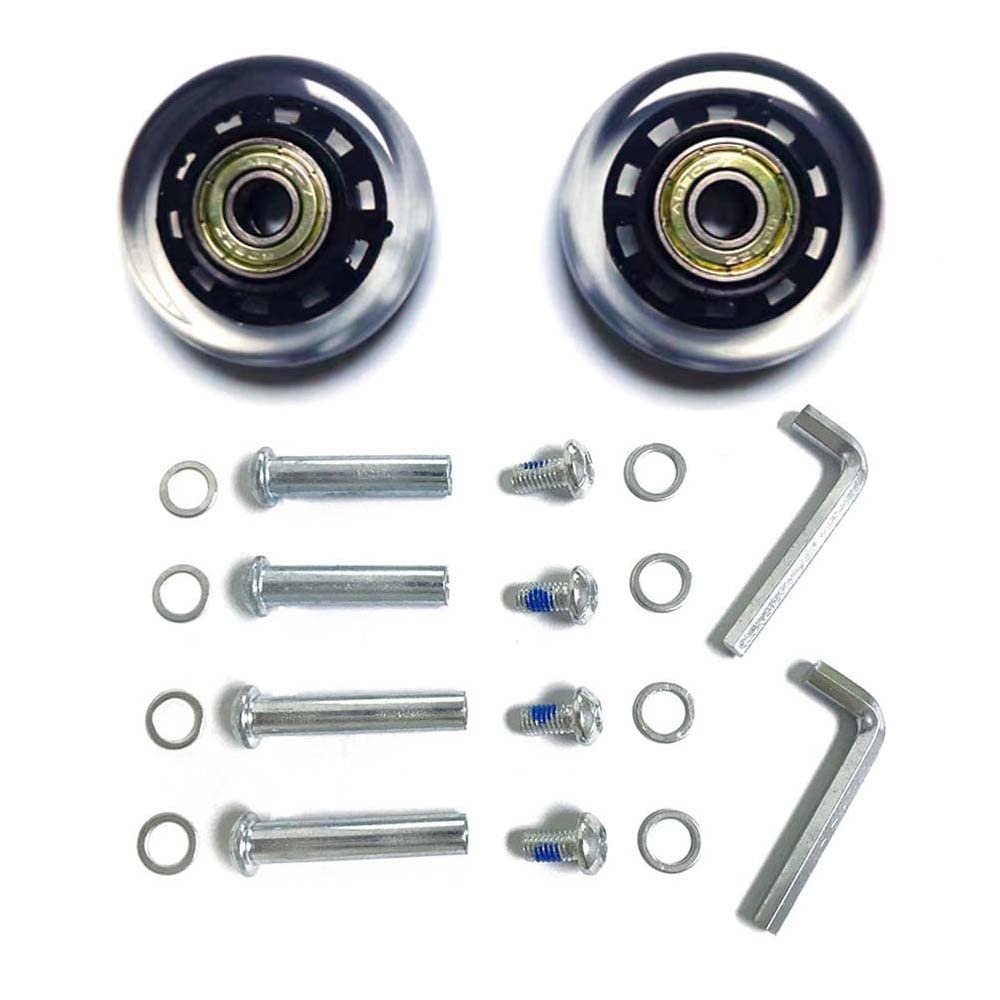 LOTOWELZON 2pcs Luggage Suitcase Replacement Wheels, 50mm Rubber Inline Roller Skate Wheels with 8mm(0.31") ABEC-7 608ZZ Bearings Repair Kits (Black&Clear, OD50xW18mm/1.97"x0.7")