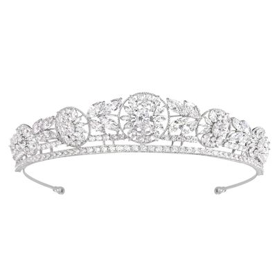 YYSuniee White Cubic Zirconia Queen Crowns And Tiaras Palace Style Oval Princess Crown Moding for Women Gift