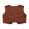 iiniim Kids Cowboy Cowgirl Waistcoat Halloween Medieval Renaissance Sleeveless Jacket Vest Top Brown 14 Years view 2
