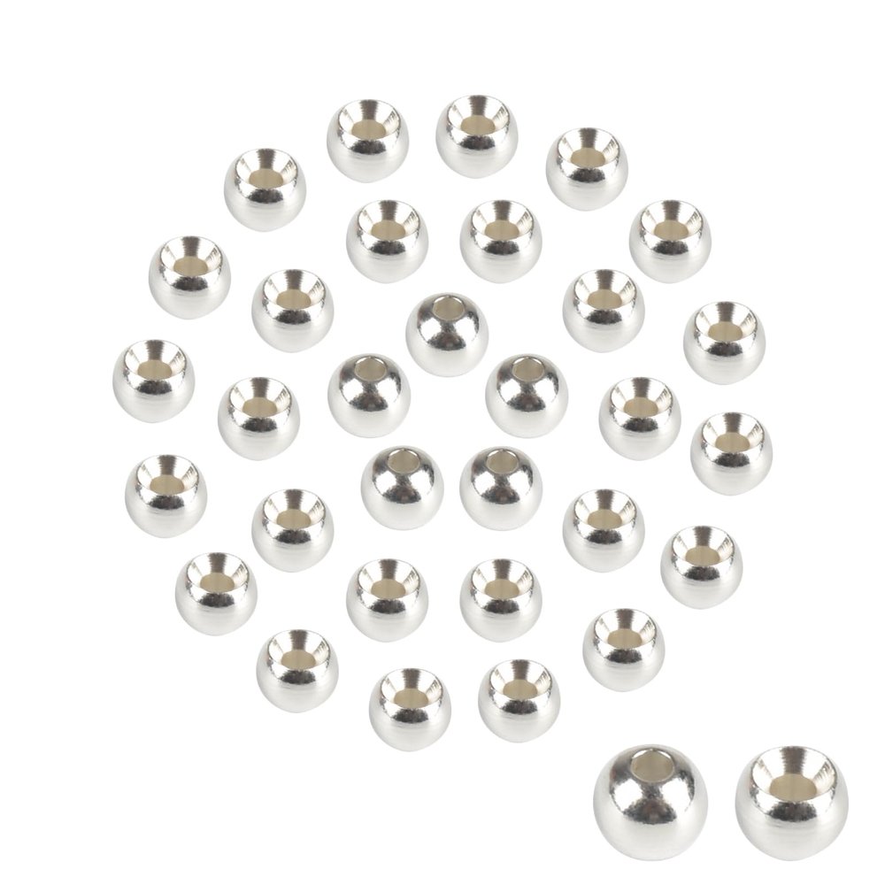 MUUNN 100PC/LOT Brass Fly Tying Beads, Countersunk Beads for Fly Tying (Silver,2.7mm)