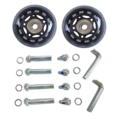 LOTOWELZON 2pcs Luggage Suitcase Replacement Wheels, 70mm Rubber Inline Roller Skate Wheels with 8mm(0.31") ABEC-7 608ZZ Bearings Repair Kits (Black&Clear, OD70xW24mm/2.75"x0.94")