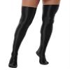 Daenrui Women's Shiny Thigh High Stocking Pantyhose Socks Glossy Stay Up Silk Footed Opaque Tights Black One Size view 2