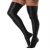 Daenrui Women's Shiny Thigh High Stocking Pantyhose Socks Glossy Stay Up Silk Footed Opaque Tights Black One Size view 3