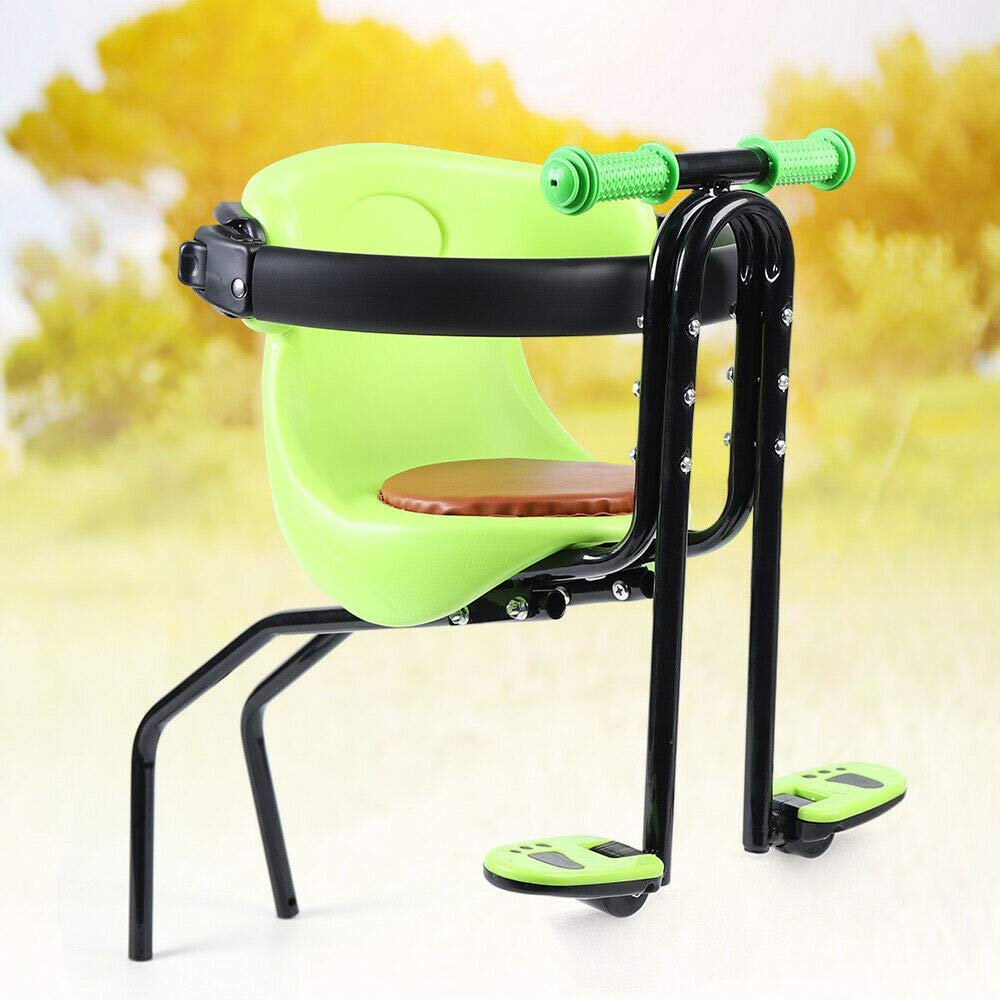 Lidhujnk Kids Bike Seat with Handrail/Foot Pedal, Kids Front Comfortable Bicycle Chair Carrier Bike Safety Toddler Seat for Adult Bike, Universal Toddler Bike Seat