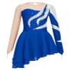 Jhaoyu Girls Figure Skating Dress Shiny Sequin Mesh Long Sleeve Roller Skating Competition Leotard Ballet Tutu Dress Dark Blue 10 Years view 1
