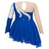 Jhaoyu Girls Figure Skating Dress Shiny Sequin Mesh Long Sleeve Roller Skating Competition Leotard Ballet Tutu Dress Dark Blue 10 Years view 2