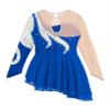 Jhaoyu Girls Figure Skating Dress Shiny Sequin Mesh Long Sleeve Roller Skating Competition Leotard Ballet Tutu Dress Dark Blue 10 Years view 4
