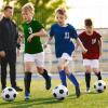 2 Pairs Soccer Shin Guards Kids, Football Ankle Protector Socks, Youth Shin Pads Protective Soccer Accessories, Football Equipment with Leg and Ankle Guard Pad for 6-12 Boy Girl Teenager, Blue Black view 2