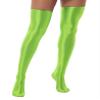 Daenrui Women's Shiny Thigh High Stocking Pantyhose Socks Glossy Stay Up Silk Footed Opaque Tights Fluorescent Green One Size view 4