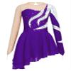 Jhaoyu Girls Figure Skating Dress Shiny Sequin Mesh Long Sleeve Roller Skating Competition Leotard Ballet Tutu Dress Purple 16 Years view 1