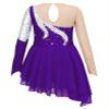 Jhaoyu Girls Figure Skating Dress Shiny Sequin Mesh Long Sleeve Roller Skating Competition Leotard Ballet Tutu Dress Purple 16 Years view 2