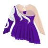 Jhaoyu Girls Figure Skating Dress Shiny Sequin Mesh Long Sleeve Roller Skating Competition Leotard Ballet Tutu Dress Purple 16 Years view 4