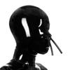 EXLATEX Latex Hood Mask Rubber Catsuit Gummi Blackout Hoods with Nose tubes Zipped Latex Mask (L, Black-0.6mm) view 1