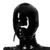 EXLATEX Latex Hood Mask Rubber Catsuit Gummi Blackout Hoods with Nose tubes Zipped Latex Mask (L, Black-0.6mm) view 2