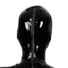 EXLATEX Latex Hood Mask Rubber Catsuit Gummi Blackout Hoods with Nose tubes Zipped Latex Mask (L, Black-0.6mm) view 3