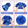 Deekin 12 Pcs Cheerleading Pom Poms Cheerleader Squad Spirited Fun Pompoms 12 Inch Metallic Foil Cheer Pom Poms with Handle Flowers for Sport Team Dance Costume Party 50g Weight Each(Blue, White) view 3