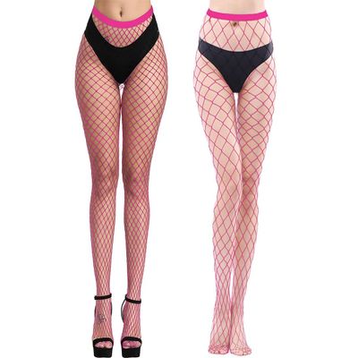 E-Laurels Womens High Waist Patterned Fishnet Tights Suspenders Pantyhose Thigh High Stockings Black, Black Fishnet Tights ROSE RED 2 PCS L+XL, One Size