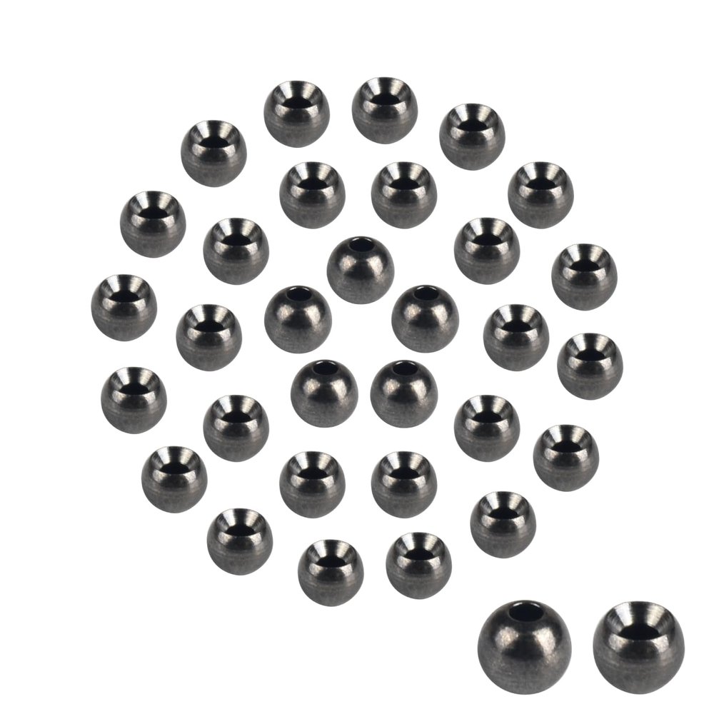 MUUNN 100PC/LOT Brass Fly Tying Beads, Countersunk Beads for Fly Tying (Black Nickel,2.4mm)