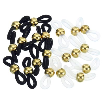 PATIKIL Eyeglass Chain Connector Retainer, 20 Pack Adjustable Anti Slip Silicone Rubber Strap Holder Chain End Loop Bead Style for Women Men Sunglasses, Gold