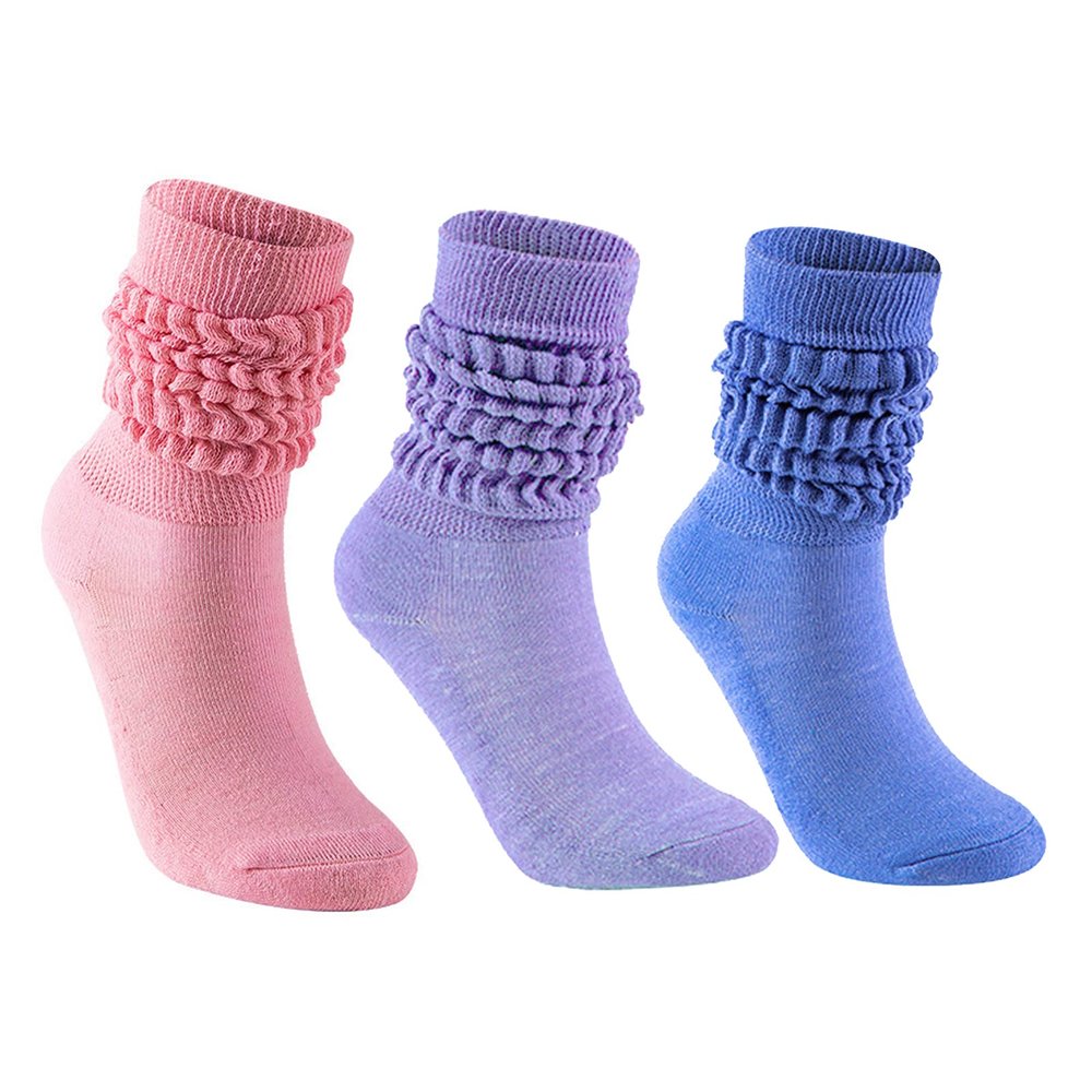 MYBFYABO 3 Pairs Slouch Socks for Women, Soft Extra Long Scrunch Knee High Sock, Bulk Pack DOne Size