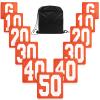 Jecery Set of 11 Football Yard Markers High Visibility Football Field Yard Line Markers Yardage Field Line Marking 12 Inch with Carrying Bag for Sporting Training(Orange White) view 1