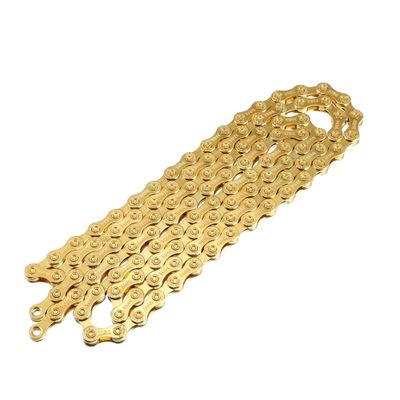 X AUTOHAUX 11 Speed 116 Links Speed Chain Replacement for Bicycle Bike MTB Metal Gold Tone