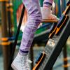 Mightly Girls and Boys' Crew Socks | Organic Cotton Multi-Pack Kids Sock Set, Style Combo, Large (1-4), 5-Pack view 2