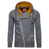 Maiyifu-GJ Men Slim Fit Full Zip Hoodies Casual Diagonal Zipper Hooded Sweatshirt Long Sleeve Sports Jacket with Zip Pockets (Dark Grey,3X-Large) view 1