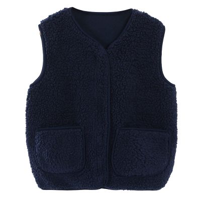 EnJoCho Tops for Toddler Boys Girls 2-8 Years Solid Winter Fleece Zippered Coat Jacket Vest Thicken Warm (Navy-B, 3-4 Years)