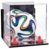 Better Display Cases Acrylic Mini - Miniature (not Full Size) Soccer Ball Display Case with Clear & Mirror Case, Red Risers , Wall Mount and Mirror Base (B03/A015) view 1