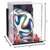 Better Display Cases Acrylic Mini - Miniature (not Full Size) Soccer Ball Display Case with Clear & Mirror Case, Red Risers , Wall Mount and Mirror Base (B03/A015) view 2