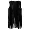 XUNRYAN Womens Hippie Vest for Women Vintage Ethnic 70s Tassel Vest Faux Suede Solid Sleeveless Fringe Hippie Jacket Vest view 1