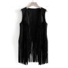 XUNRYAN Womens Hippie Vest for Women Vintage Ethnic 70s Tassel Vest Faux Suede Solid Sleeveless Fringe Hippie Jacket Vest view 2