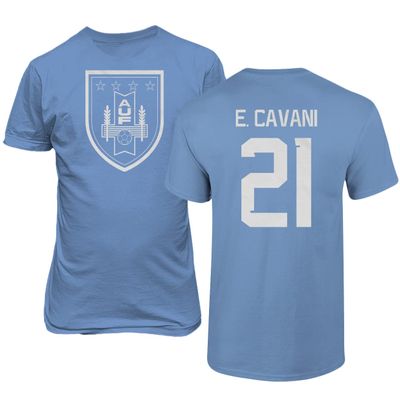 FLAURA Uruguay Soccer #21 Cavani World Football Jersey Style Adult Mens Unisex T-Shirt (Carolina Blue, 3X-Large)