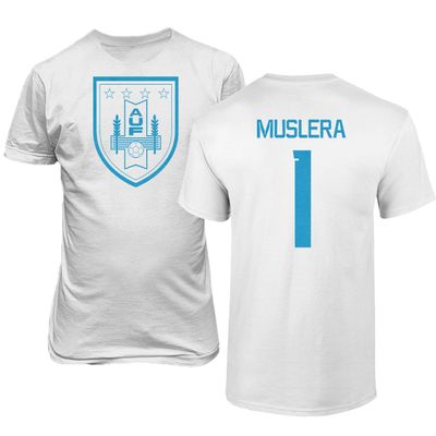 FLAURA Uruguay Soccer #1 Muslera World Football Jersey Style Adult Mens Unisex T-Shirt (White, 5X-Large)