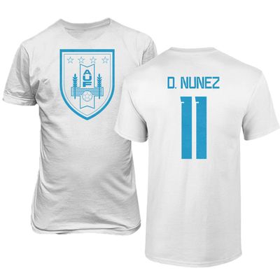 FLAURA Uruguay Soccer #11 Nunez World Football Jersey Style Adult Mens Unisex T-Shirt (White, 4X-Large)