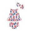 Mud Pie Girls Swimsuit & Headband Set, Popsicle, 9-12M view 1
