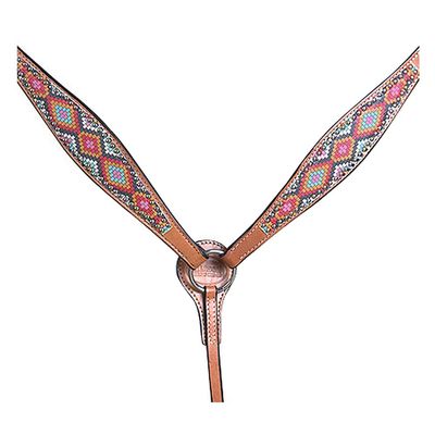 HILASON Western Horse Breast Collar American Leather Painted Geomatric | for Horses