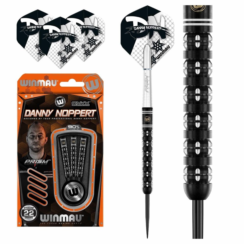 Winmau Danny Noppert Freeze Edition 24 Gram Professional Steeltip Tungsten Darts Set with Flights and Stems (Shafts)