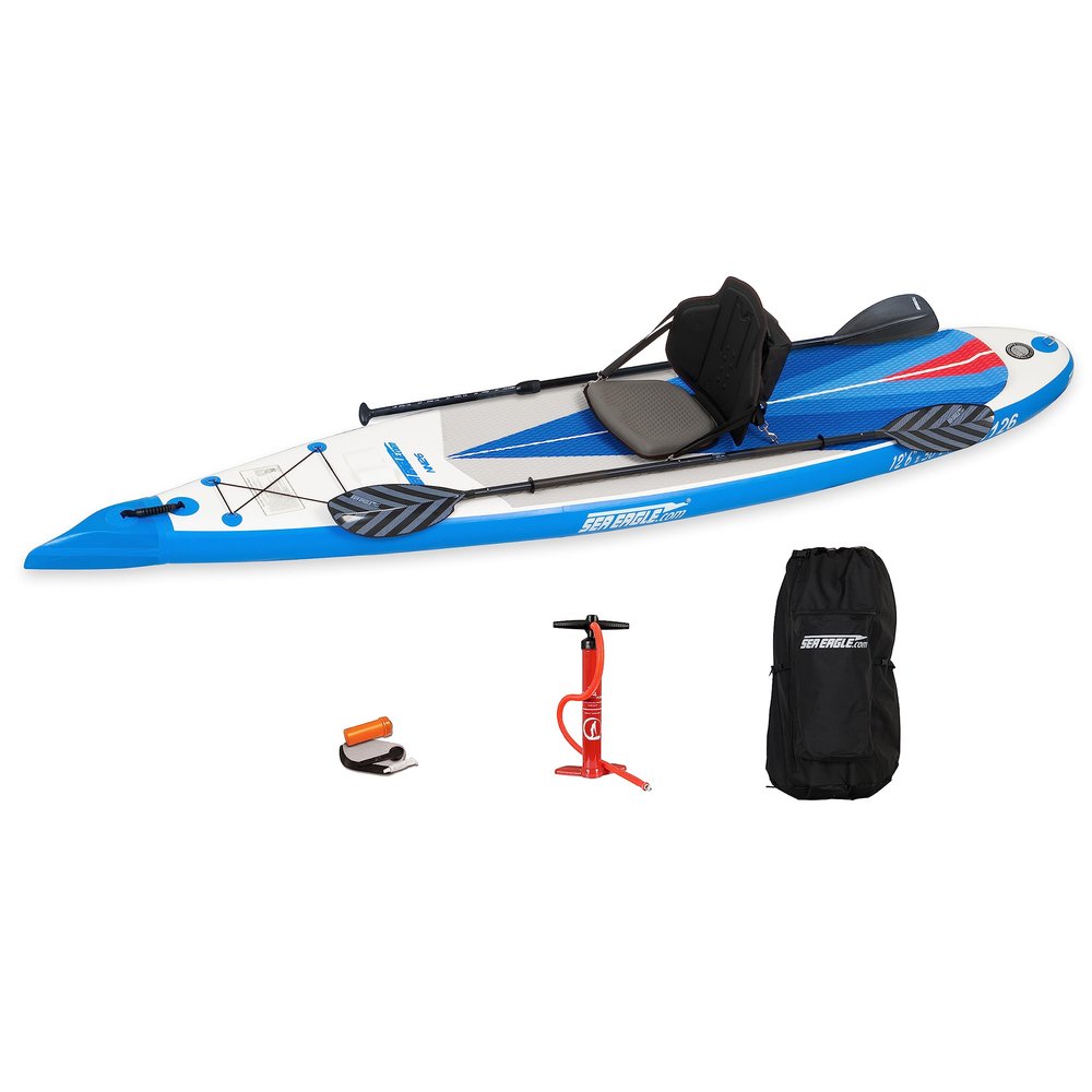 Sea Eagle NeedleNose 126 Inflatable Lightweight High Pressure Drop Stitch Stand Up Paddle Board Patented Wave Piercing Bow, with SUP Paddle, Pump, Slide in Skeg and Backpack (NN126 Pro Package)