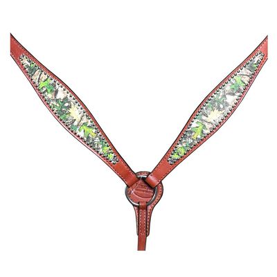 HILASON Western Horse Breast Collar American Leather Camouflage Mahogany | for Horses