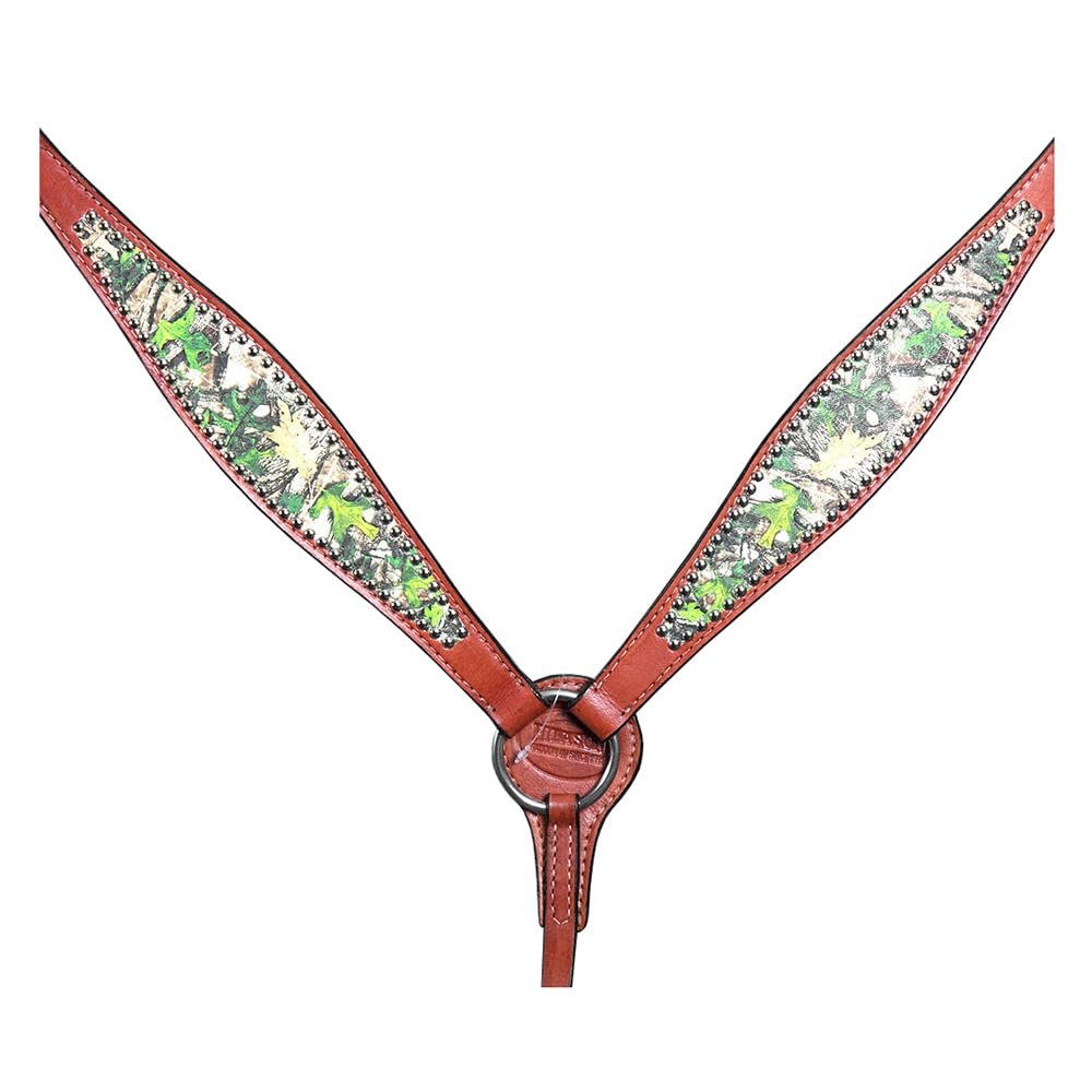 HILASON Western Horse Breast Collar American Leather Camouflage Mahogany | for Horses