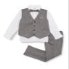 Isaac Mizrahi Slim Fit Boy's Solid Tweed Vest, Shirt, Bowtie, and Pant Set, Gray, 5 view 1