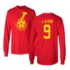 Ghana Soccer #9 Ayew World Football Fans Adult Long Sleeve Tshirt (Red, 3X-Large)