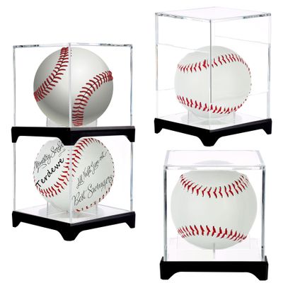 4 Packwith Base Baseball Display Case,UV Protected Acrylic Baseball Boxes for Display